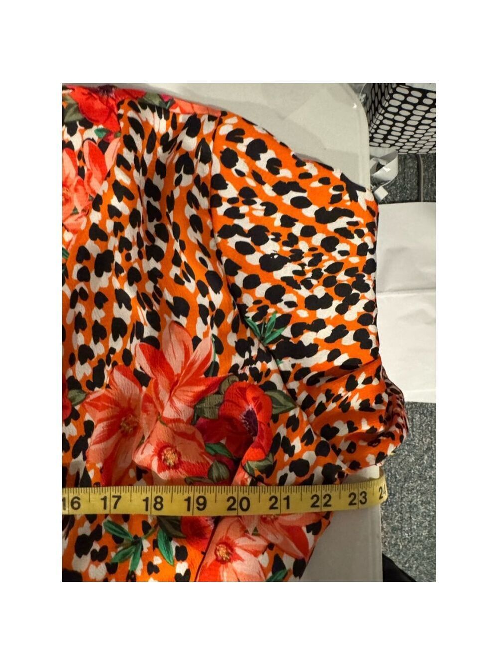 Liquorish Women's Wrap Dress Size 14 Orange Black Floral - Picture 9 of 11